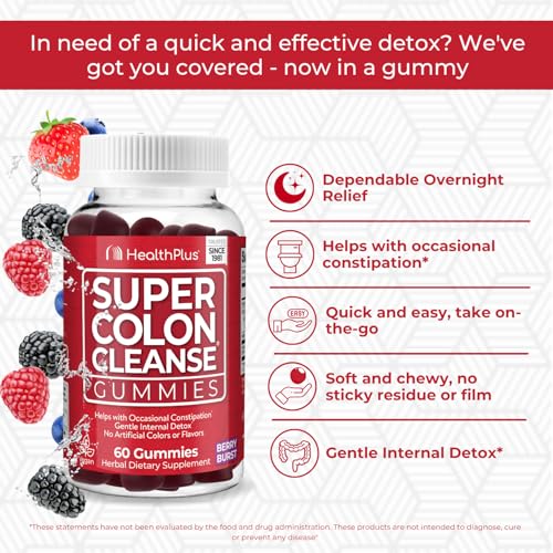 Gummies with mixed berry flavor from Health Plus Super Colon Cleanse.