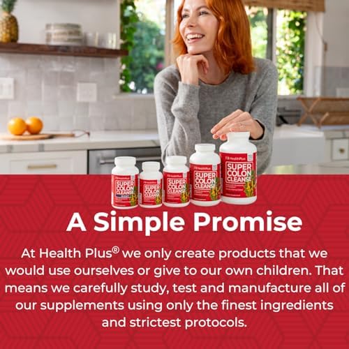 Health Plus Super Colon Cleanse ingredients close-up shows fiber and probiotic components