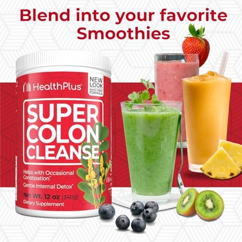 Health Plus Super Colon Cleanse on a kitchen counter creates a natural detox vibe