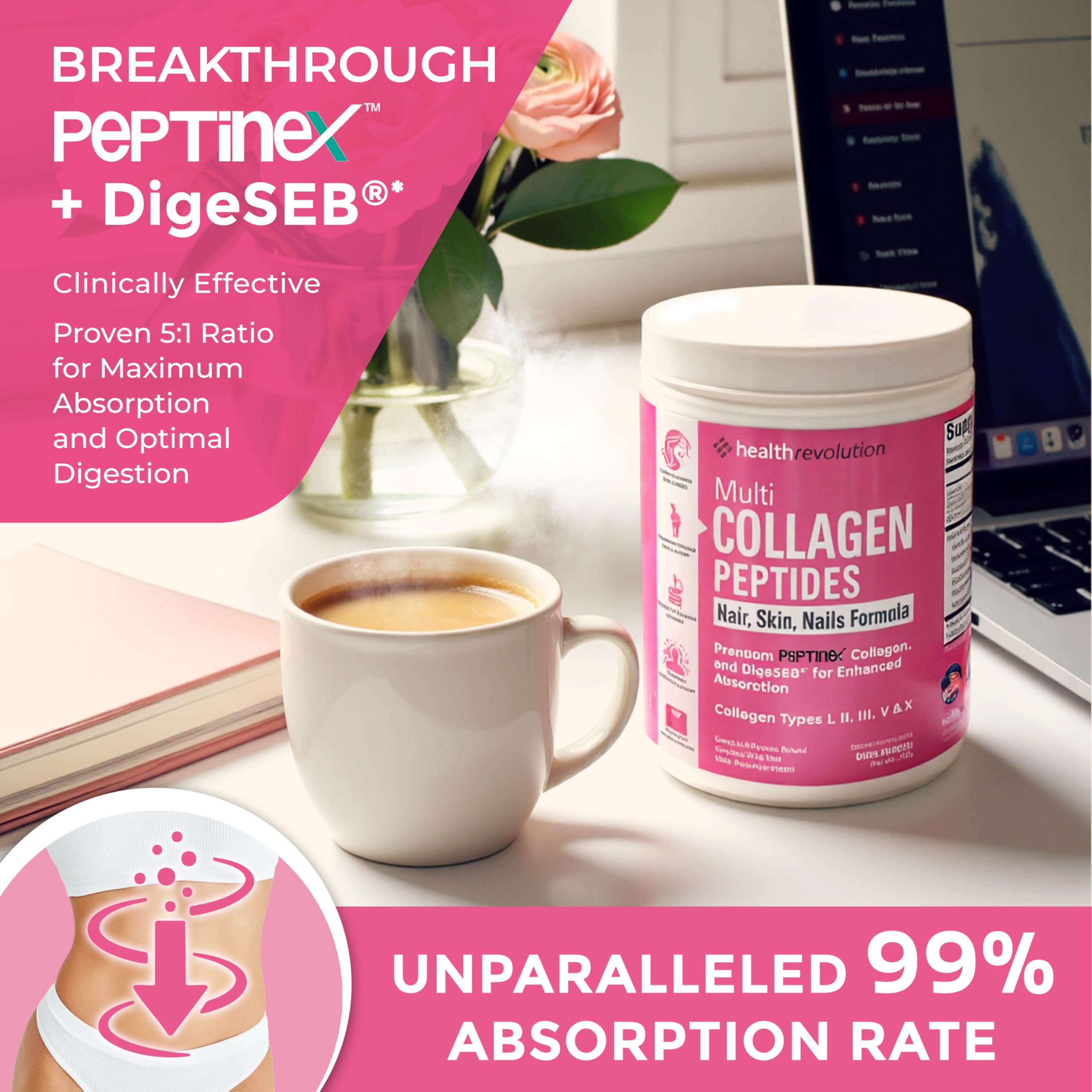 Health Revolution collagen types I II III V X blend shown for comprehensive support