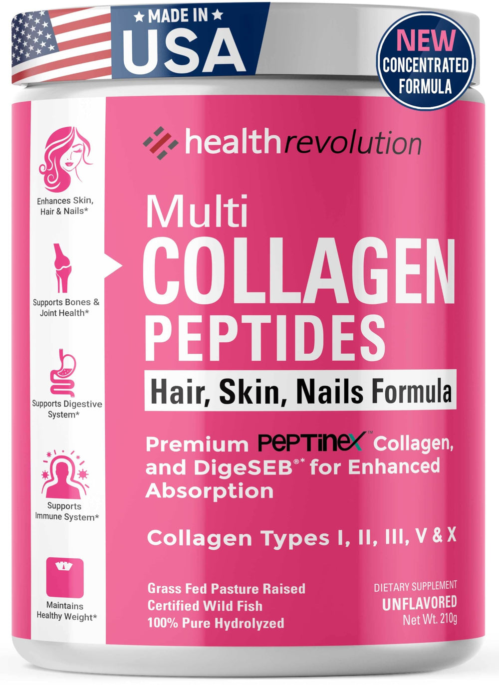 Health Revolution Multi Collagen bottle on a kitchen counter for daily beauty support