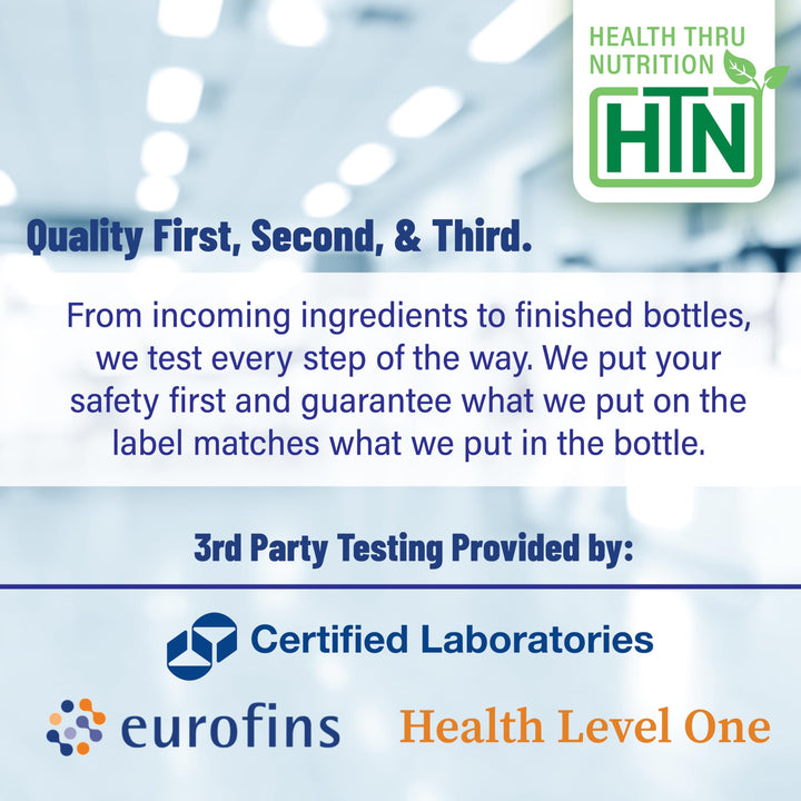 Health Thru Nutrition Curcumin 650mg label—non-GMO certification and quality emphasis.