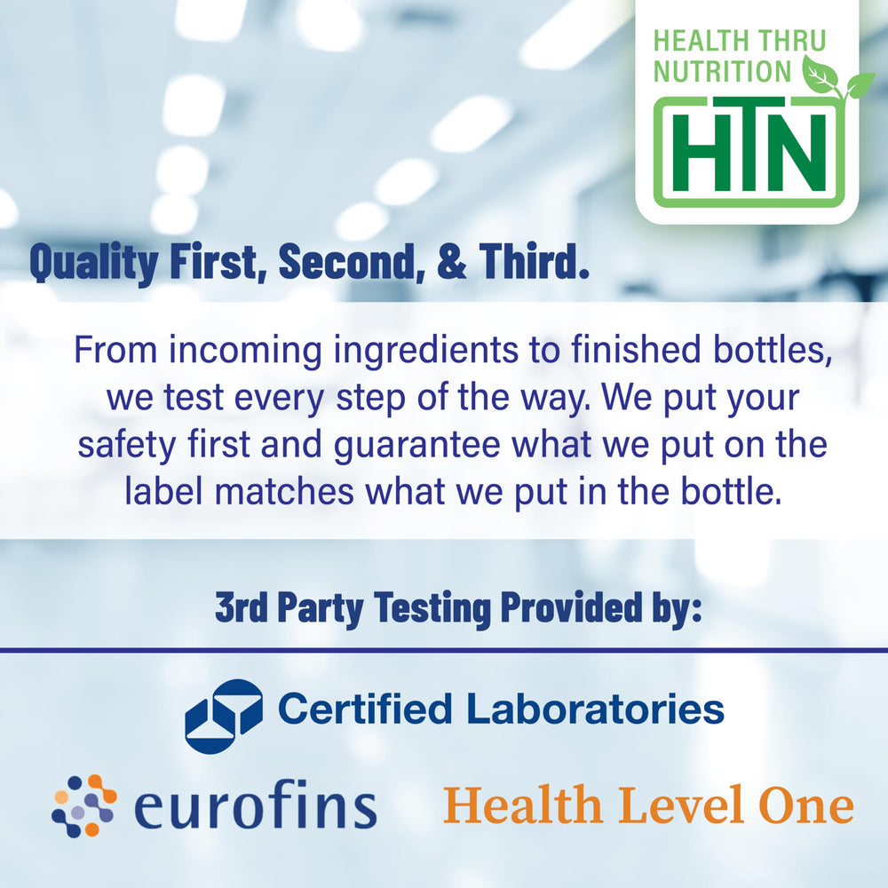 Health Thru Nutrition Curcumin 650mg label—non-GMO certification and quality emphasis.