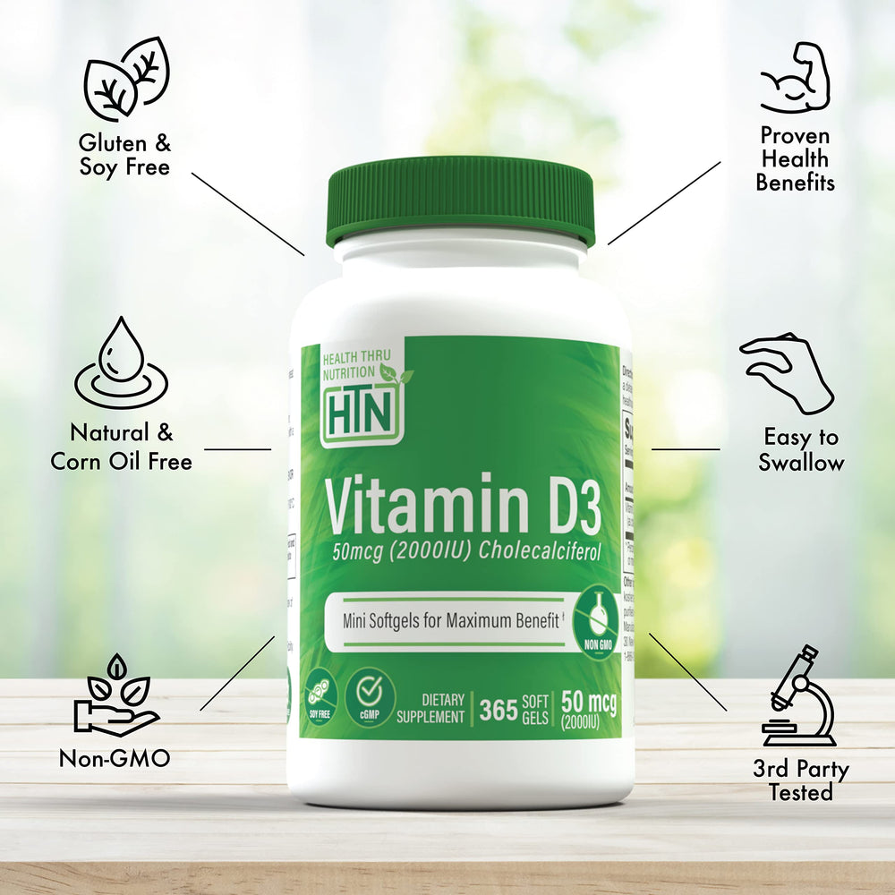 Health Thru Nutrition D3 in extra virgin olive oil base for gentle absorption
