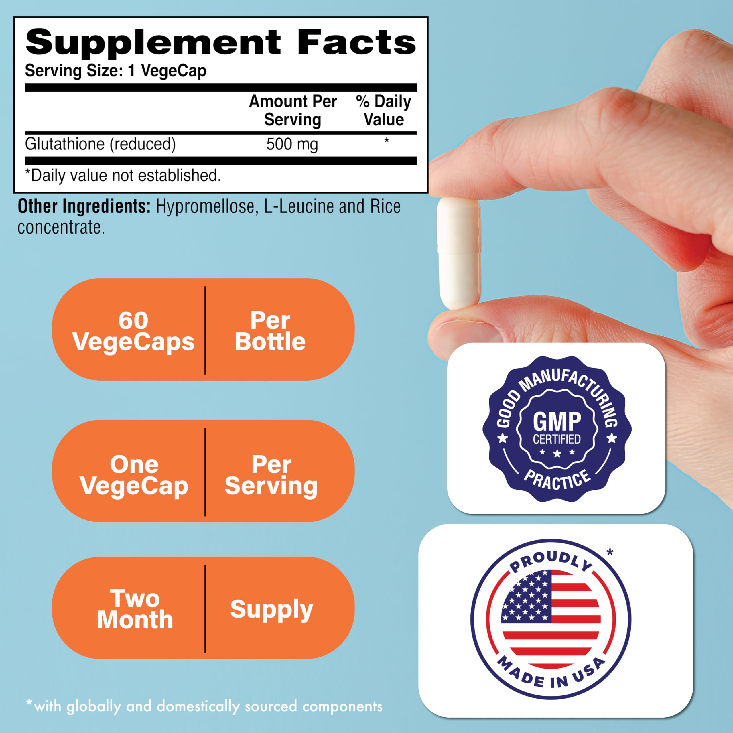 Health Thru Nutrition label highlights vegan certification and non-GMO status.