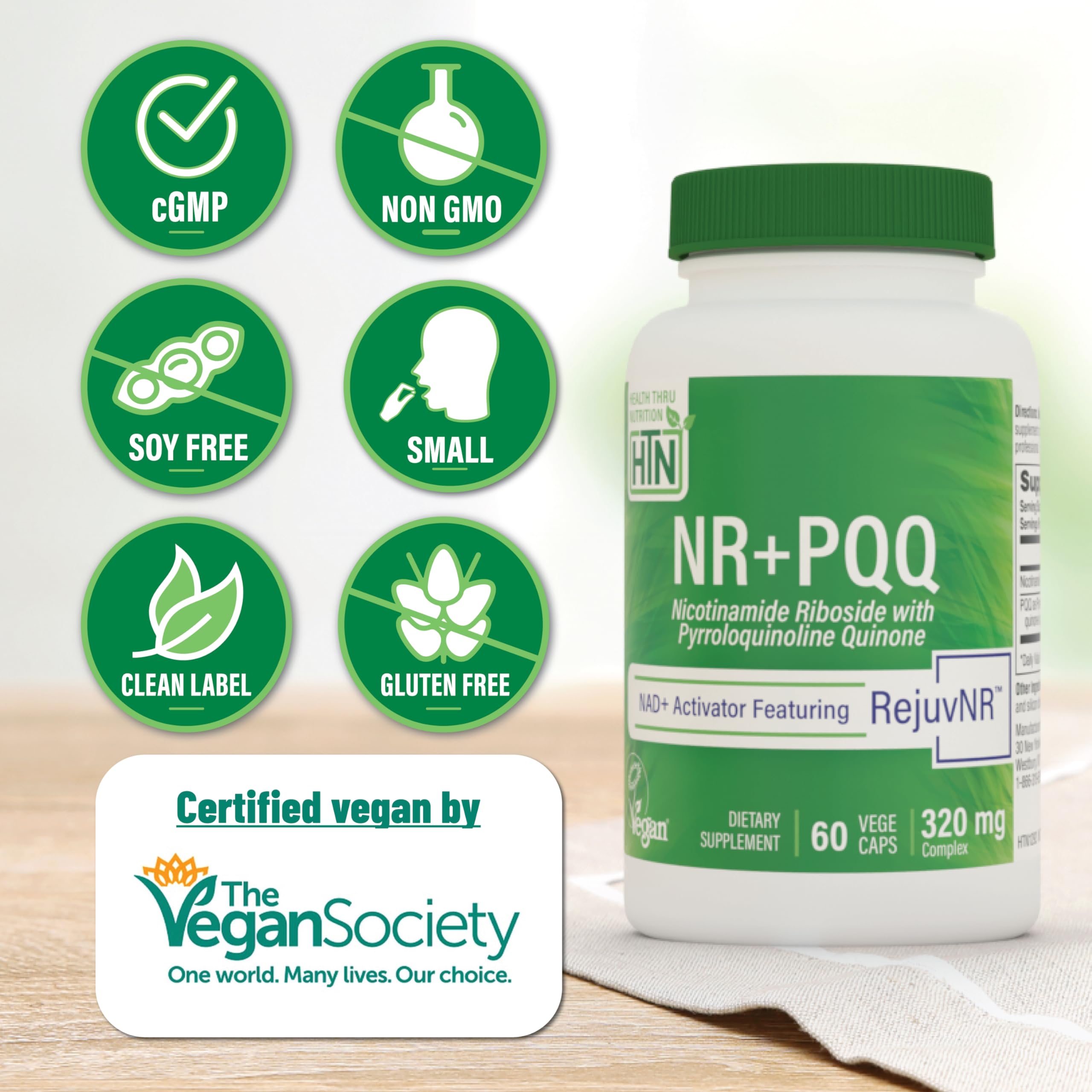 Capsules close-up from Health Thru Nutrition’s non-GMO formula.