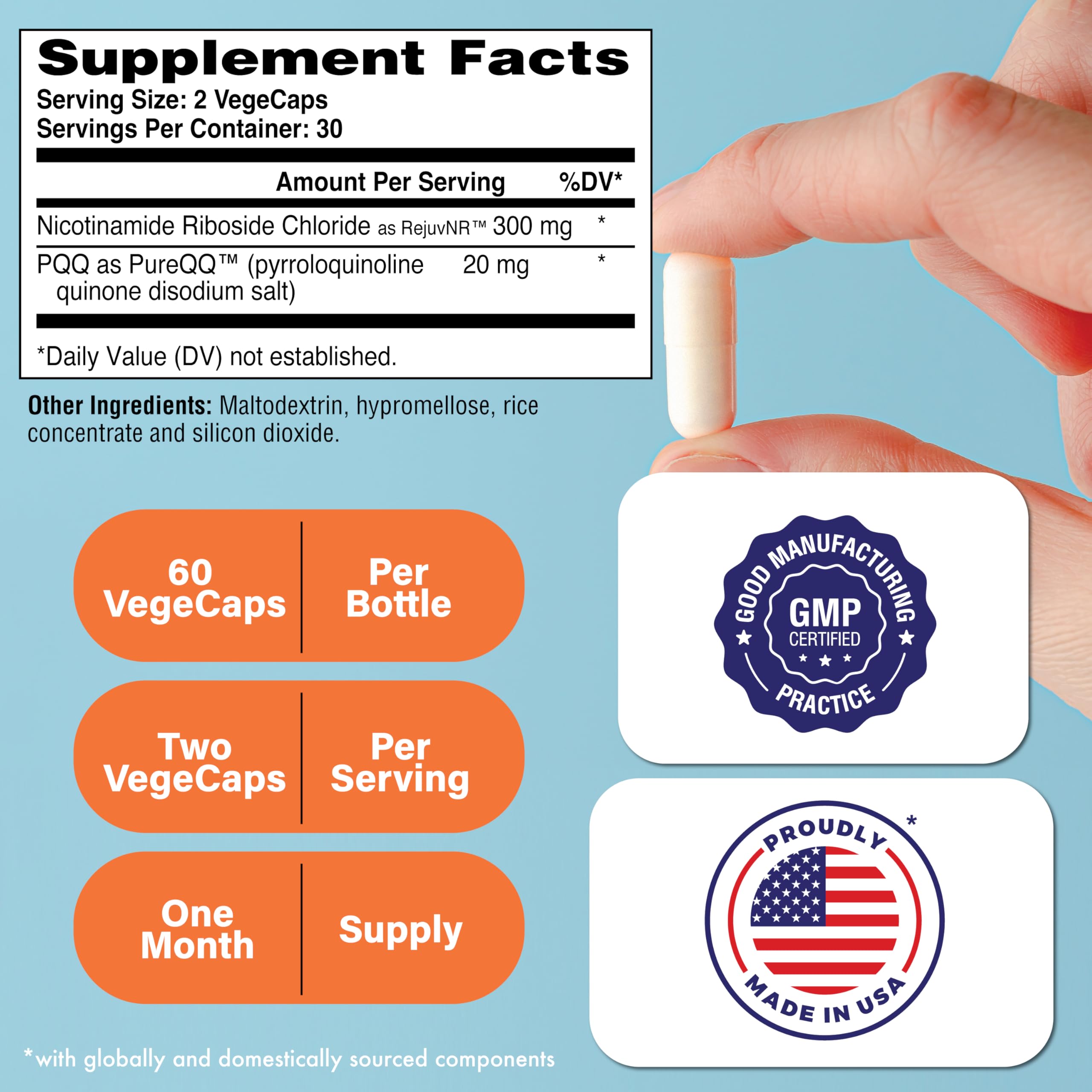 Front label of Health Thru Nutrition NAD+ Activator highlights NR and PQQ.