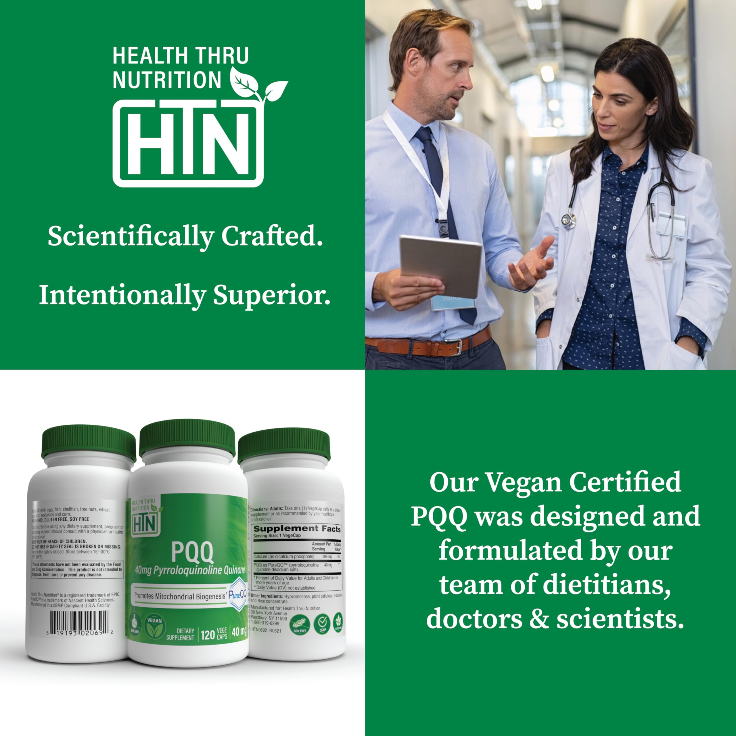 Health Thru Nutrition PureQQ ingredients panel with clean-label formula
