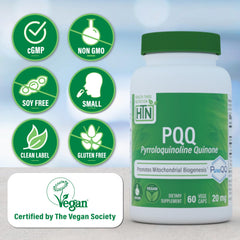 60-serving label on Health Thru Nutrition PQQ bottle for ongoing mitochondrial support.