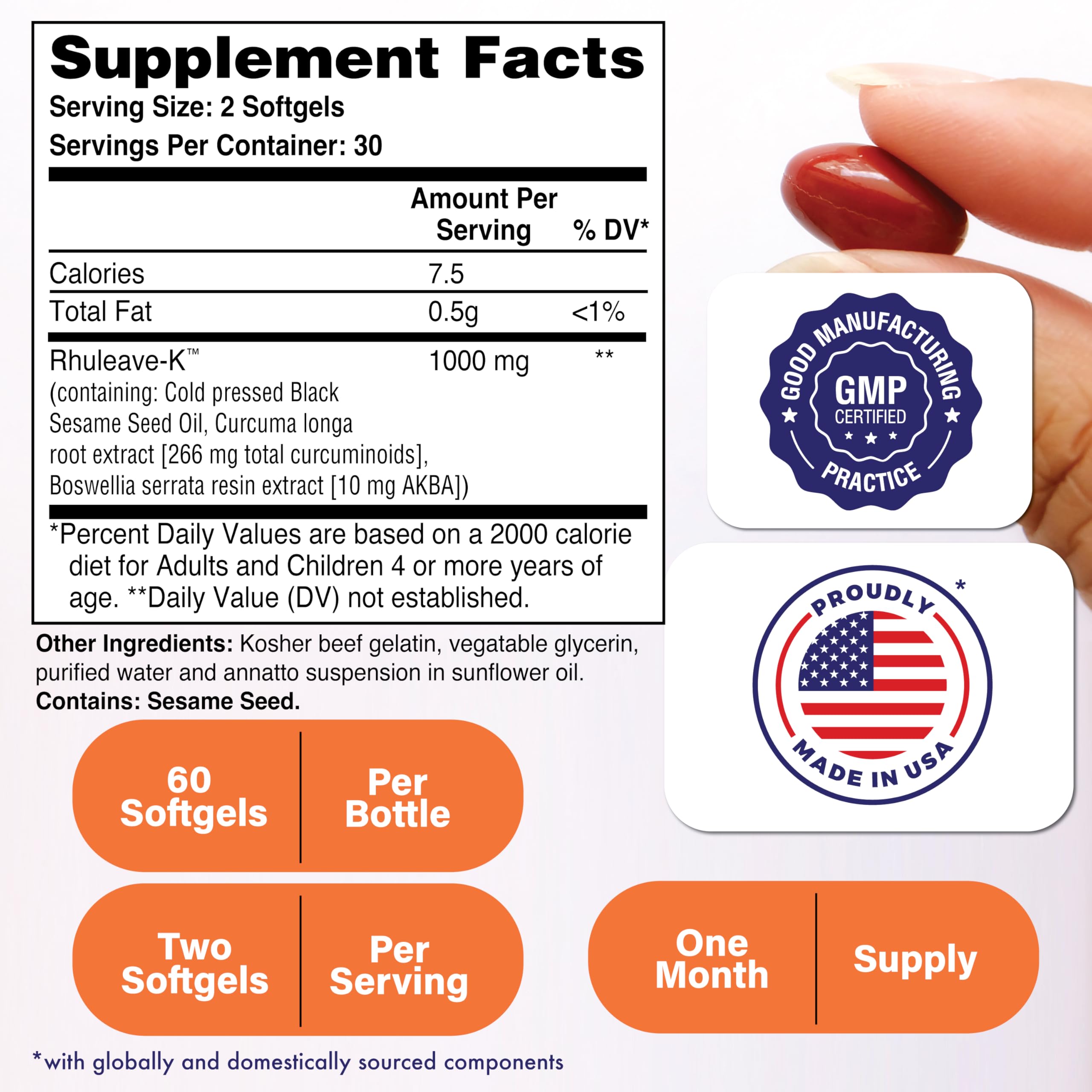 Rhuleave-K capsules close-up highlighting natural ingredients