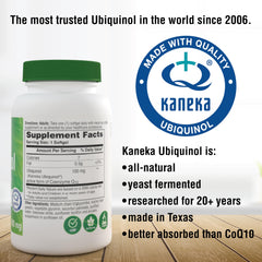 Kaneka QH label closeup indicating trusted ubiquinol source and quality assurance.
