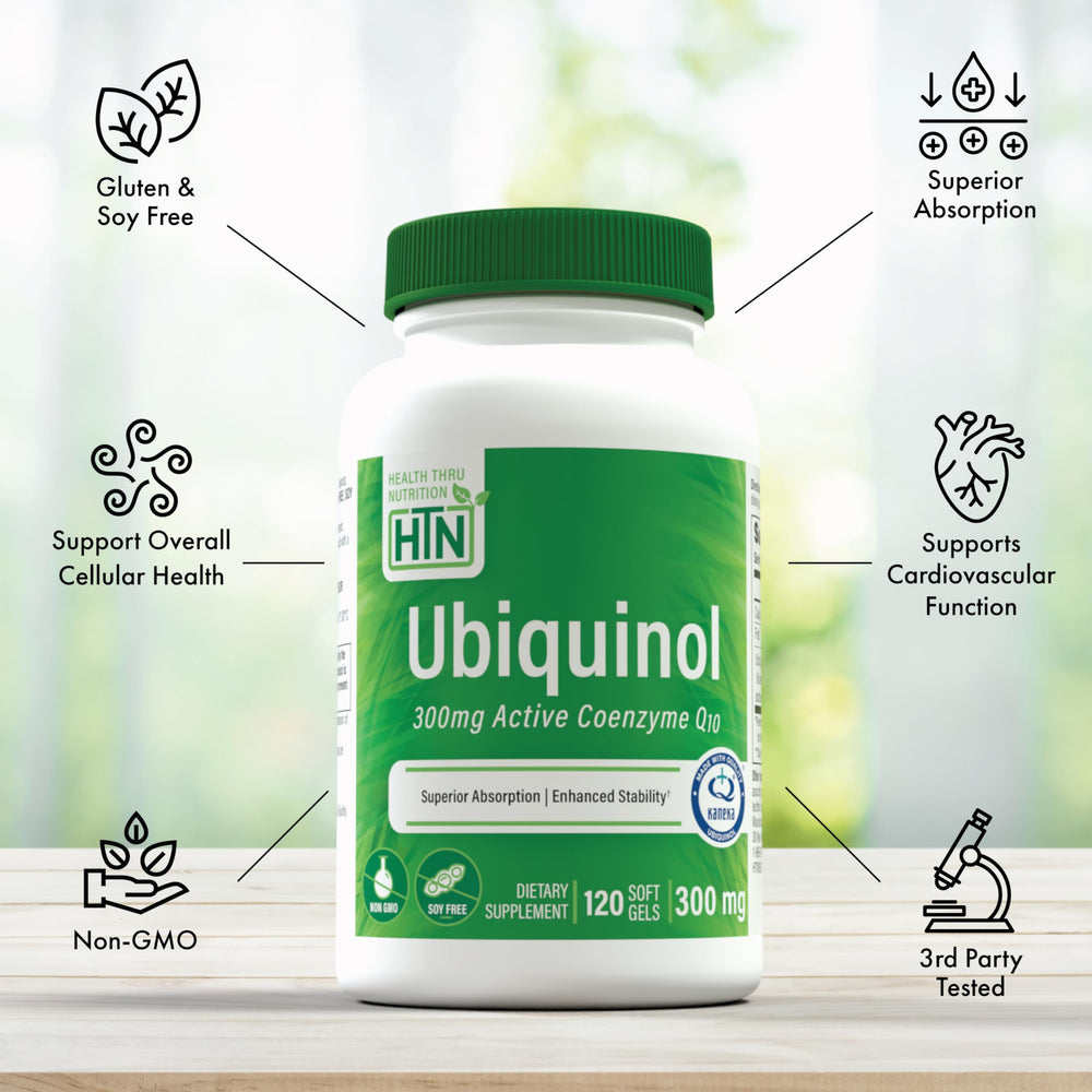Ubiquinol bottle on desk conveys stability and reliability.