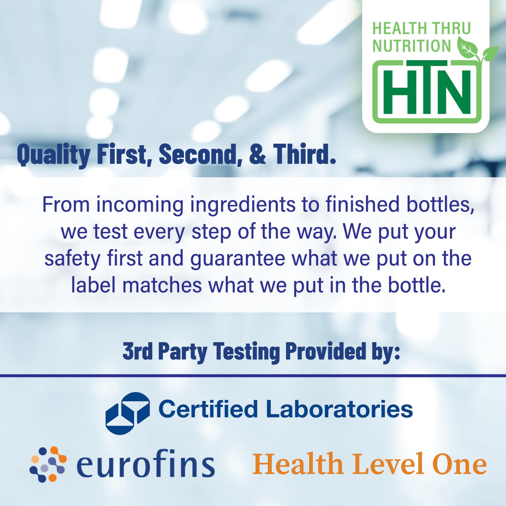 Health Thru Nutrition USP-grade CoQ10 supports quality and consistent potency.