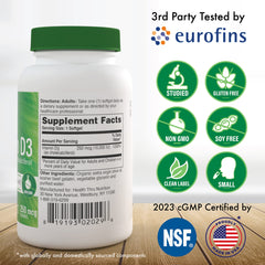 Health Thru Nutrition Vitamin D3 capsules close-up highlighting high potency