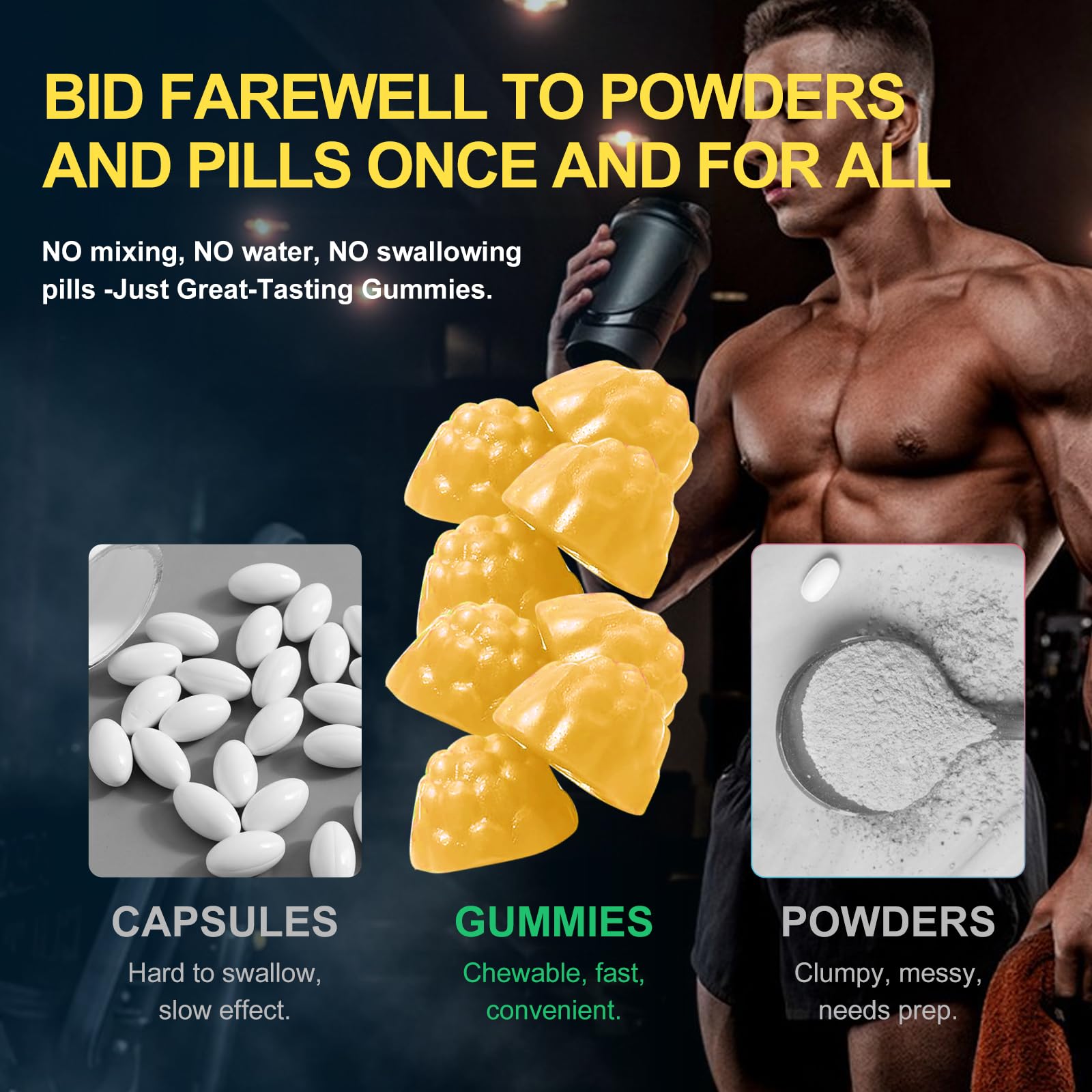 Health4All Creatine Monohydrate Gummies pineapple flavor with electrolyte and BCAA icons.