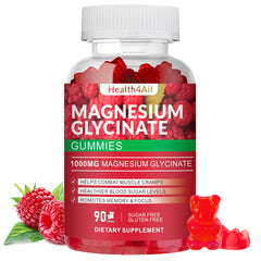 Health4All Magnesium Glycinate Gummies bottle with pour for daily relaxation.