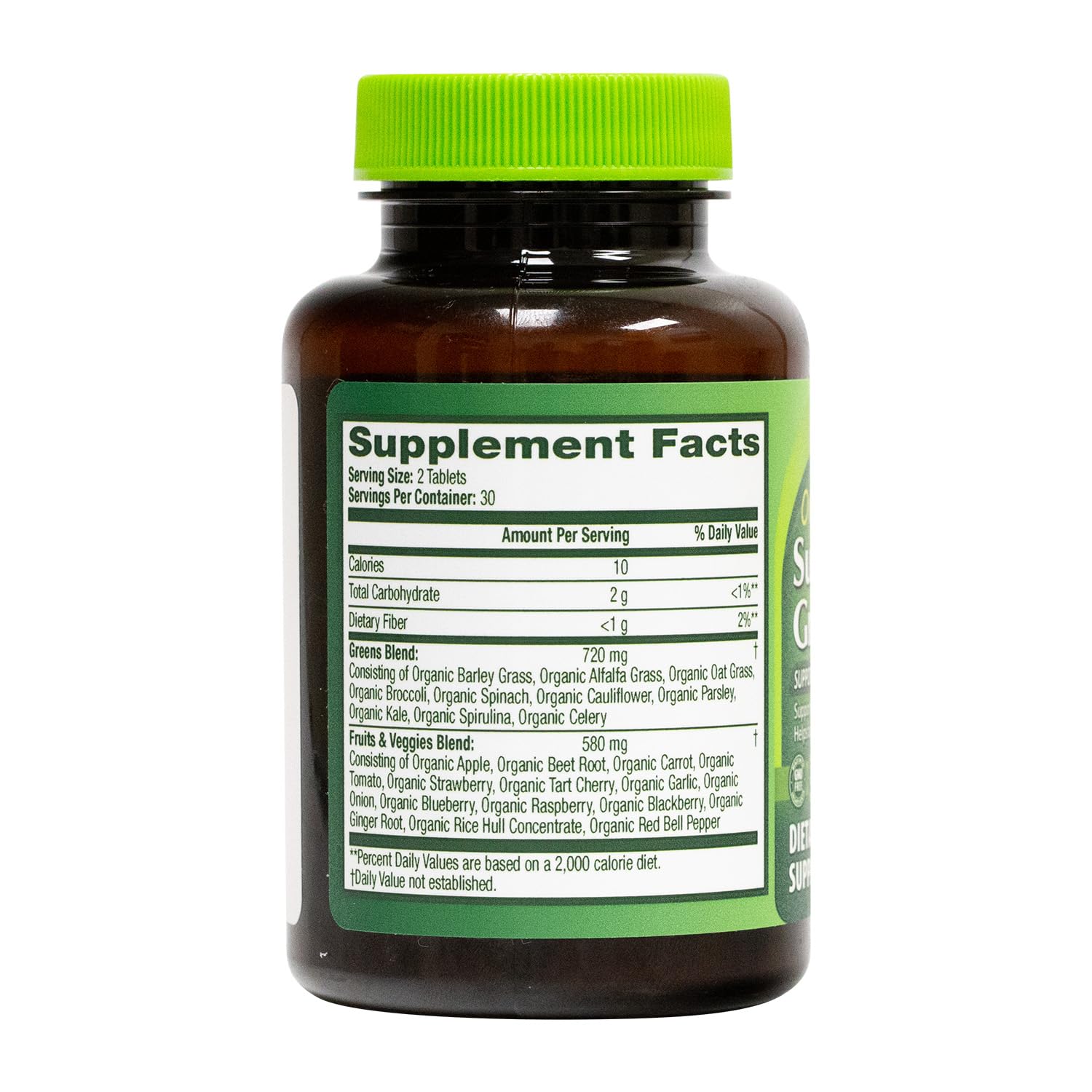 HealthA2Z Organic Superfood Greens ingredients blend showcases greens.