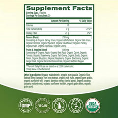 HealthA2Z Organic Superfood Greens tablets closeup for convenience.
