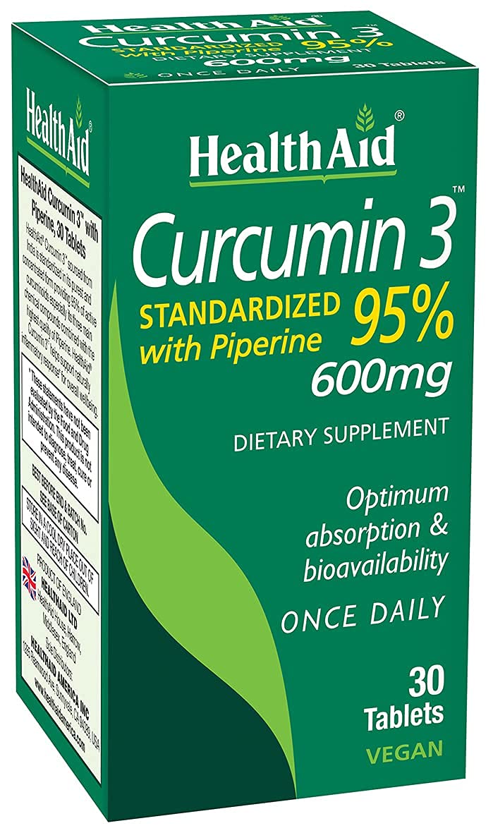 HealthAid Curcumin Complex bottle showing 600 mg capsules for daily wellness support