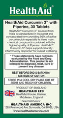 HealthAid Curcumin Complex capsules close-up highlighting Bioperine for enhanced absorption