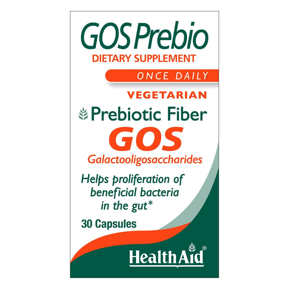 HealthAid GOSPrebio daily-use bottle in routine setting suggests convenient digestion support.