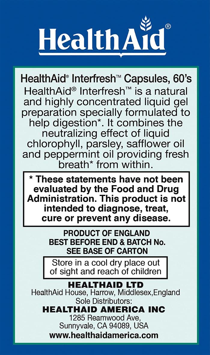 HealthAid Interfresh soft-gel capsules close-up for easy daily use.