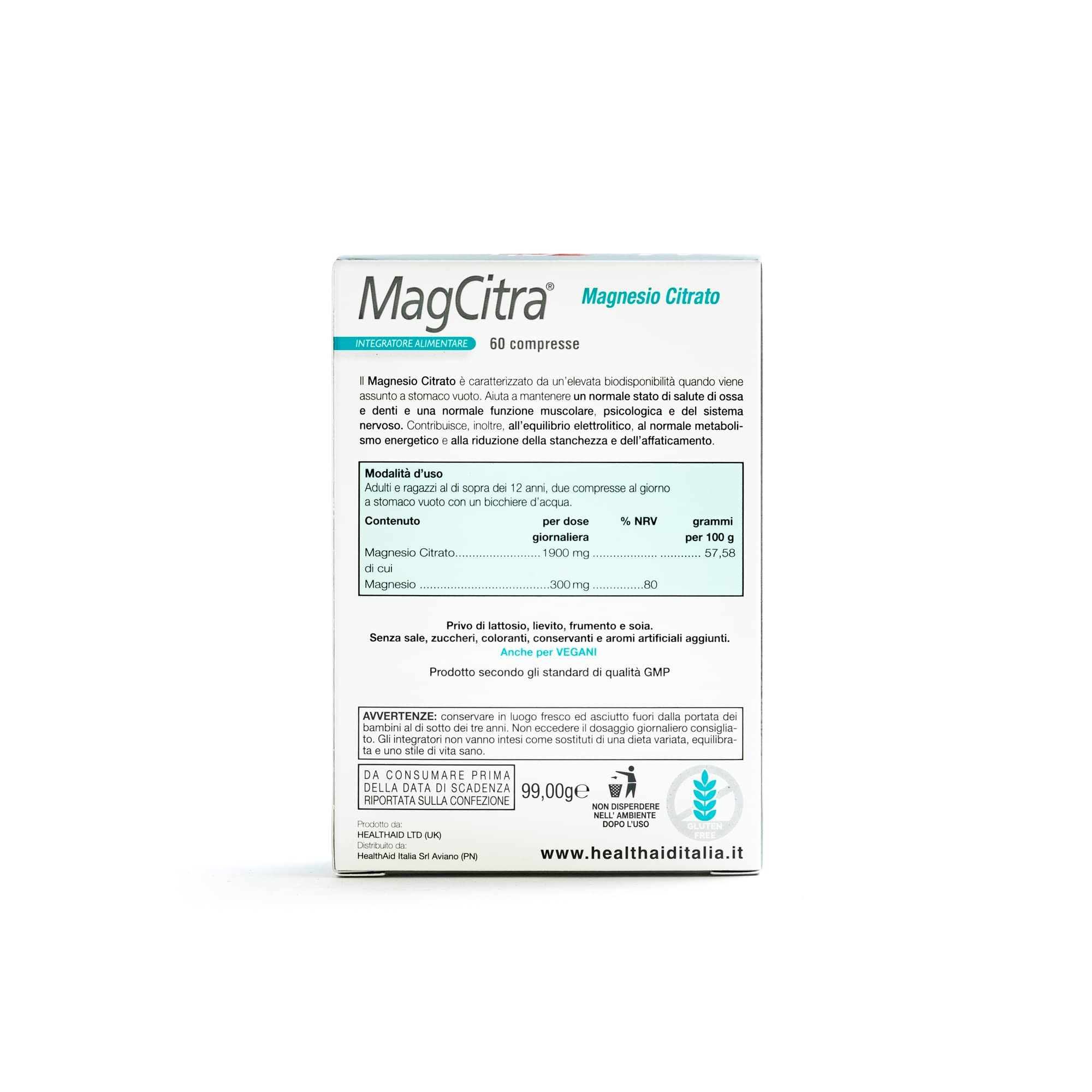 HealthAid Magcitra bottle close-up showing magnesium citrate capsules