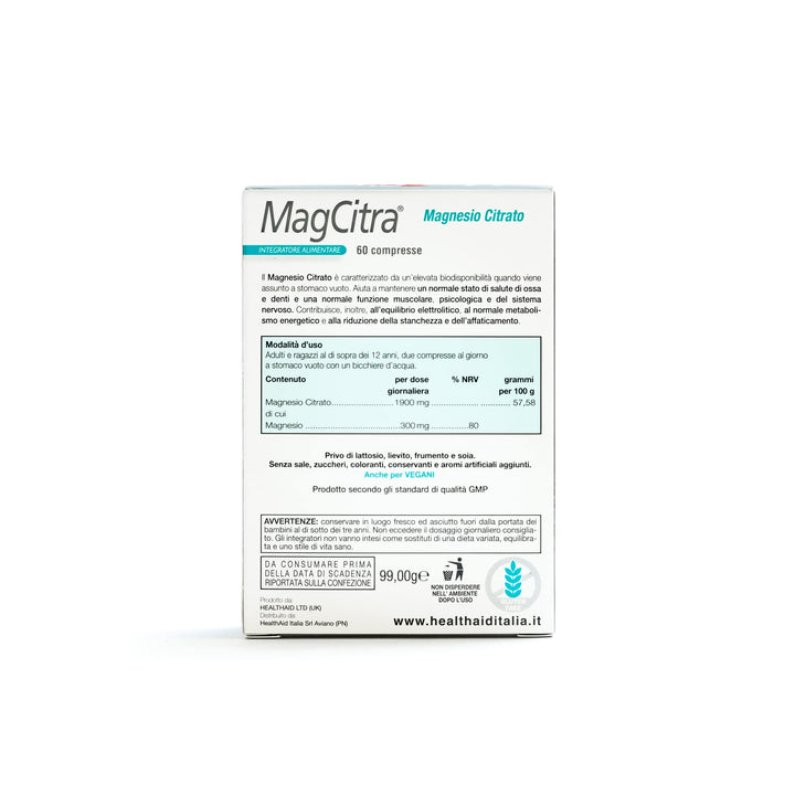 HealthAid Magcitra bottle close-up showing magnesium citrate capsules