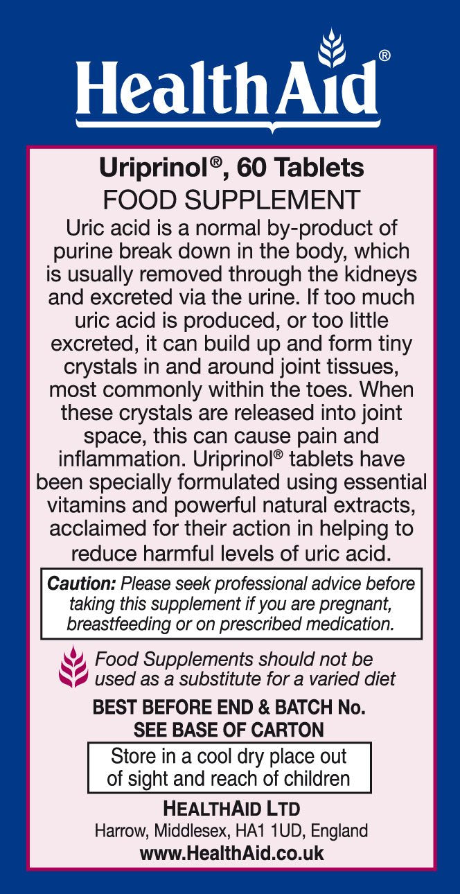 HealthAid Uriprinol Montmorency cherry image for natural uric acid support