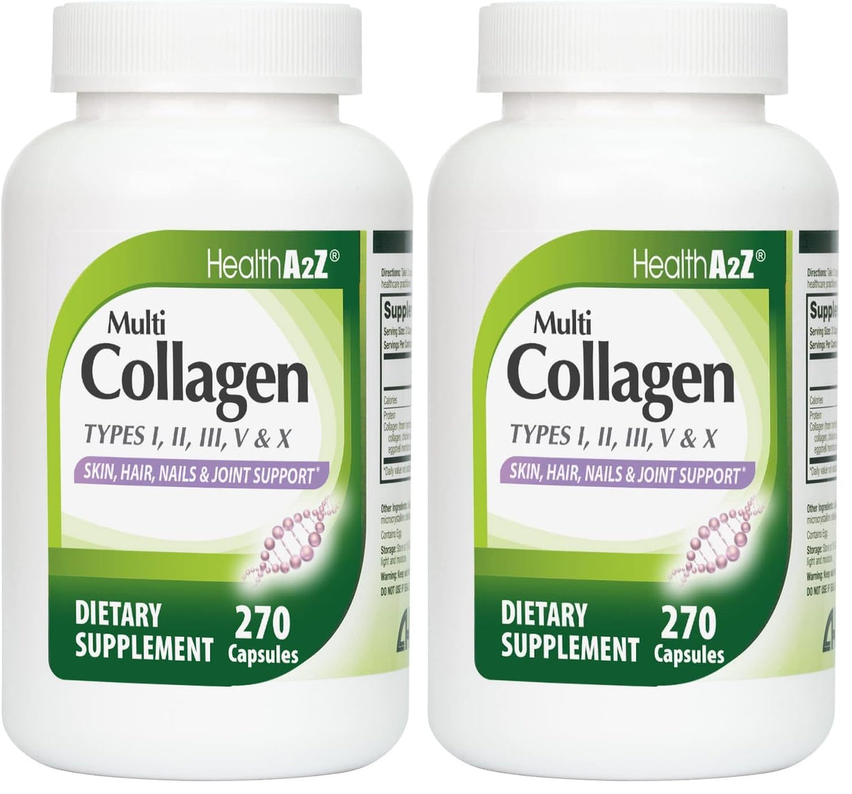 HealthA2Z Multi Collagen capsules in a bottle for convenient daily joint and skin support.
