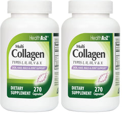 HealthA2Z Multi Collagen capsules in a bottle for convenient daily joint and skin support.