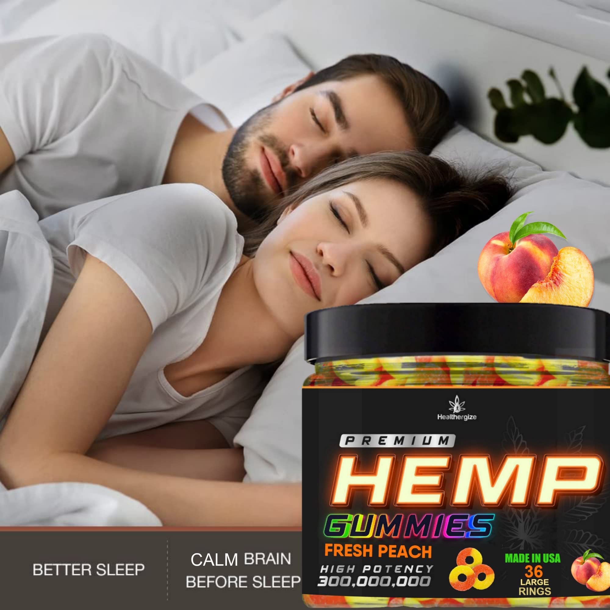 Healthergize gummy texture soft peach ring closeup conveys easy chew and pleasant taste for daily use.