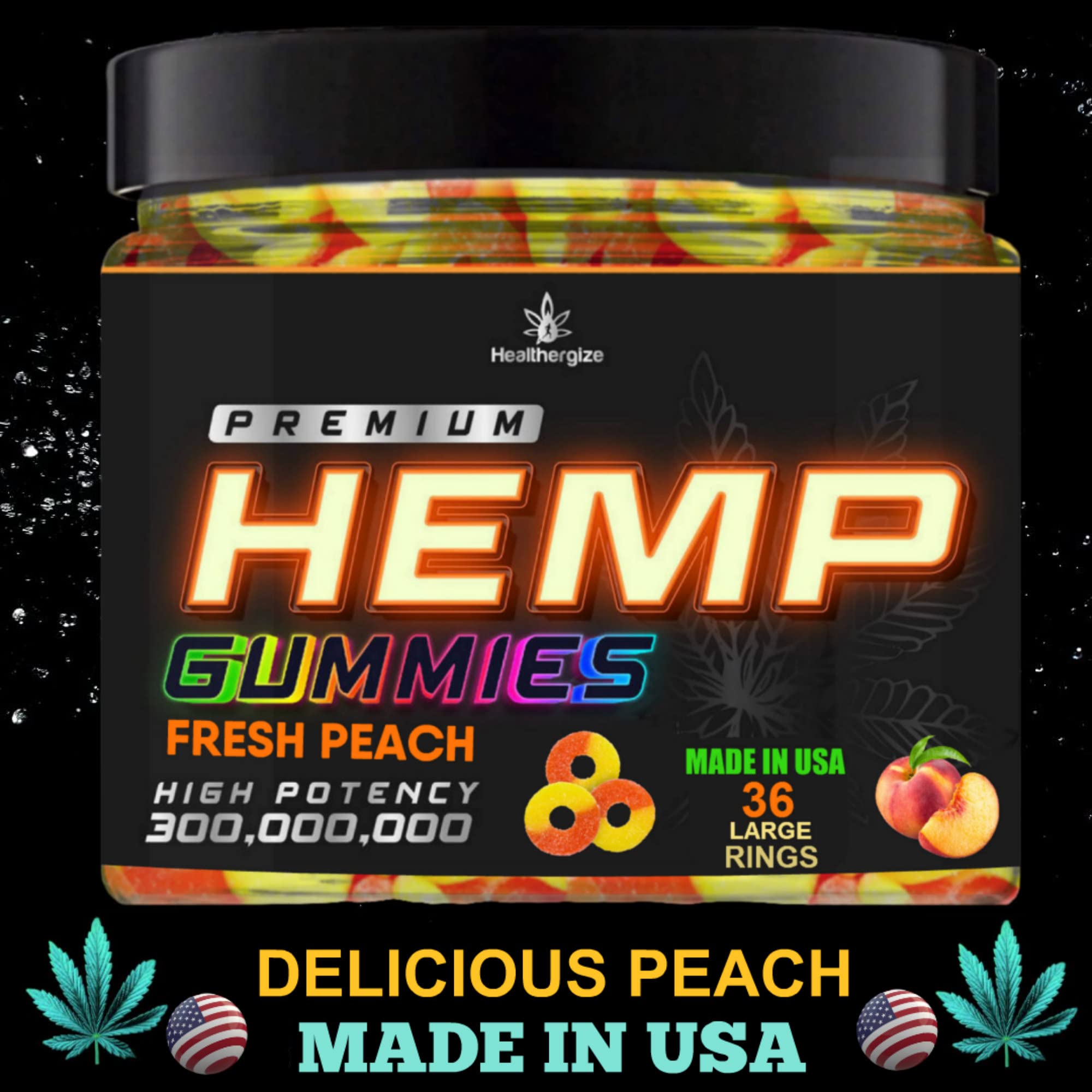 Healthergize us made premium hemp oil gummy reflects USA production quality.