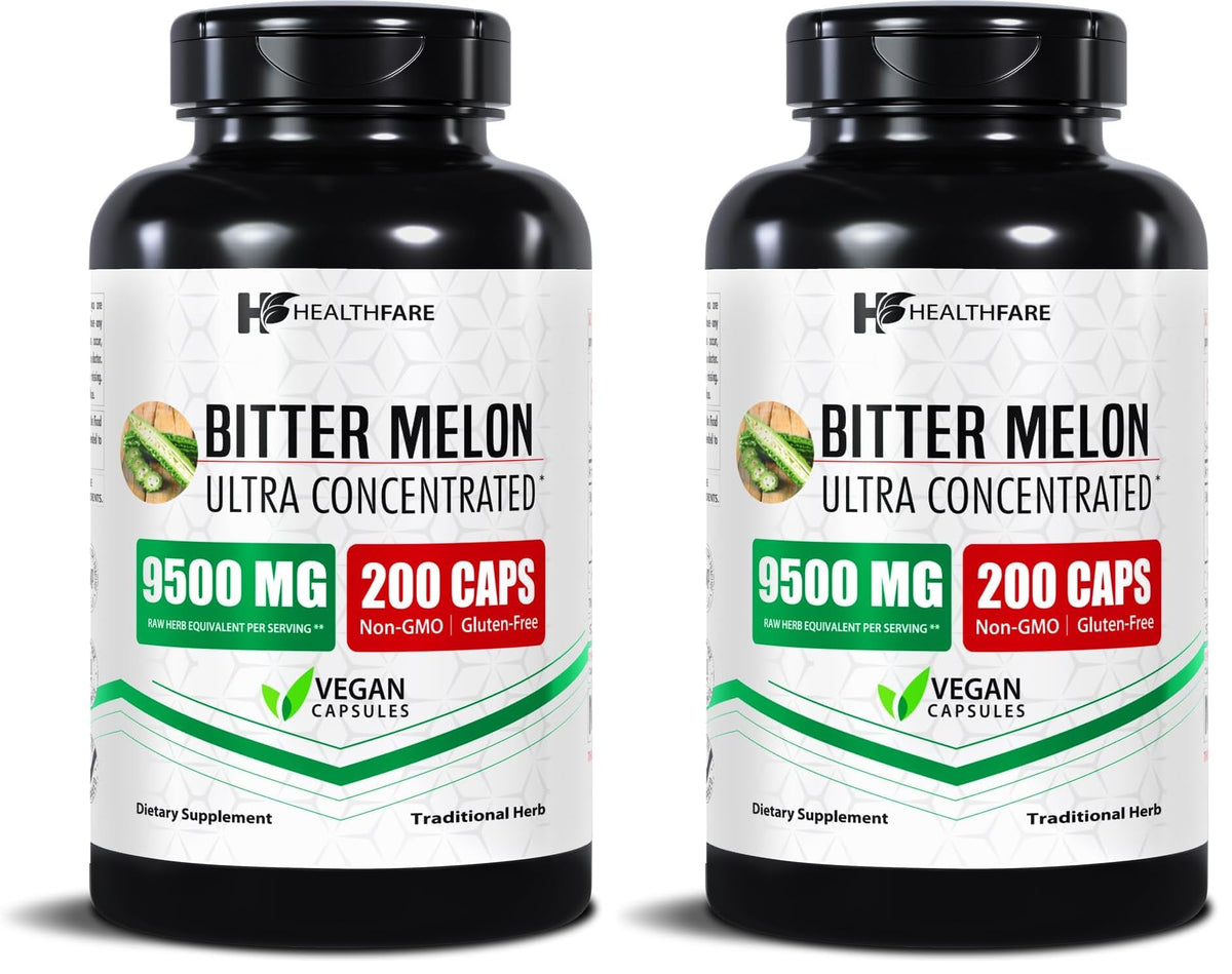 Healthfare Bitter Melon Extract bottle front highlighting high-potency daily wellness