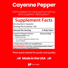 Close-up of cayenne extract detail highlighting high-strength formulation from HealthFare.