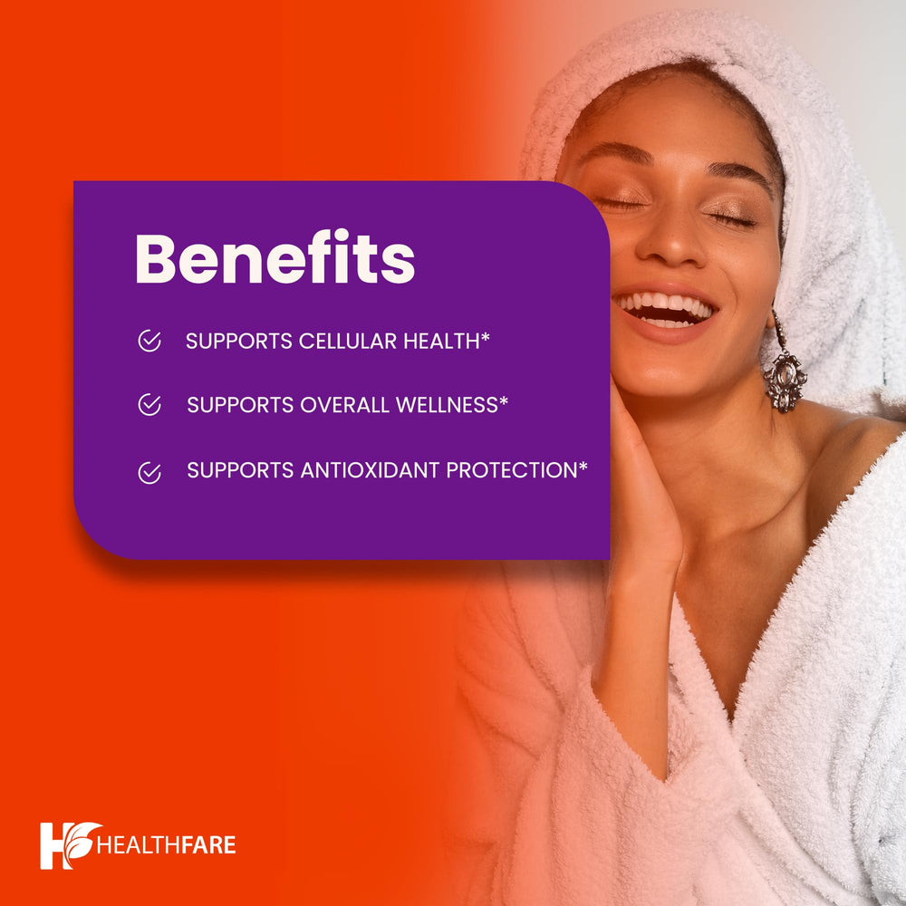 Healthfare Glutathione vegan capsules pack for clean-label wellness.