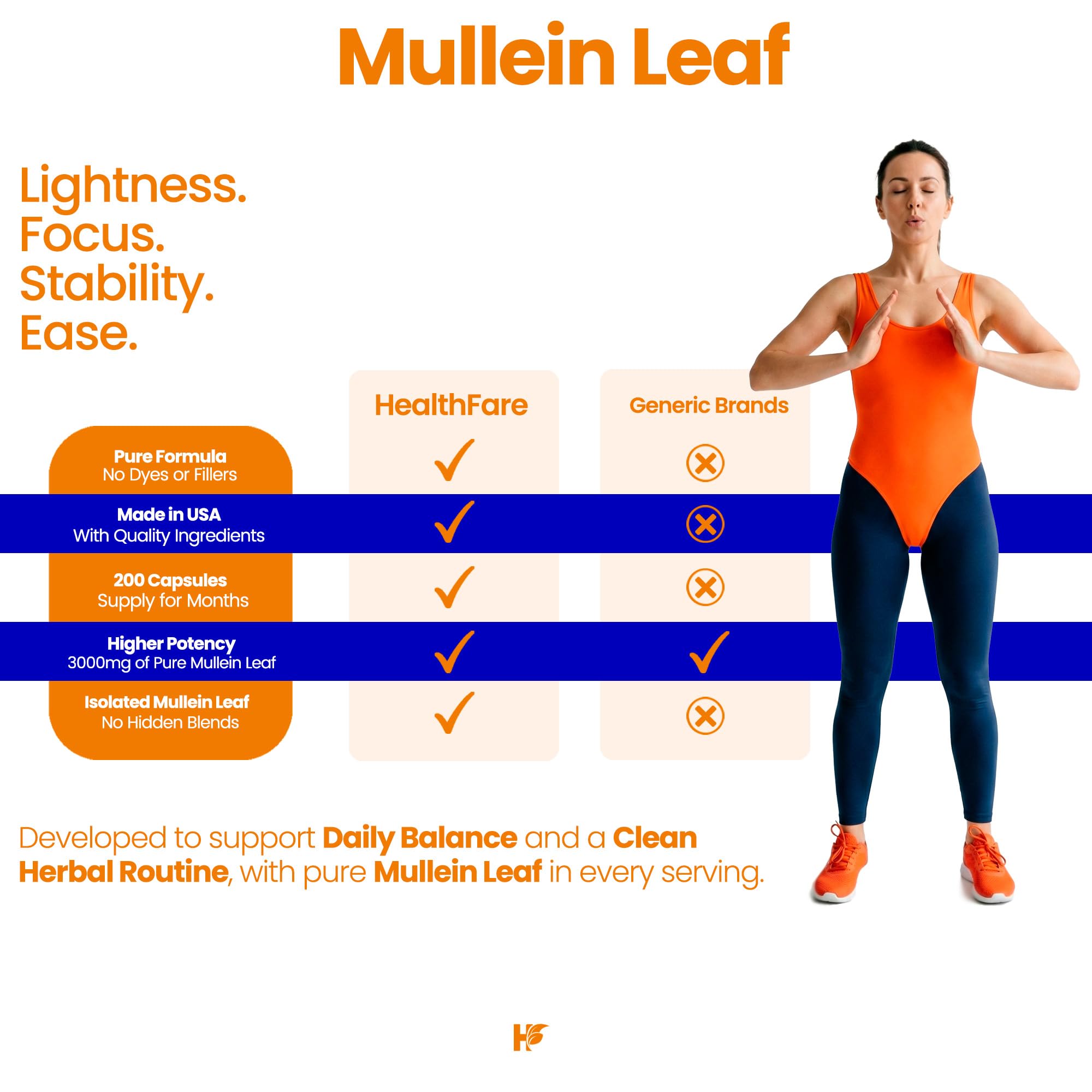 Healthfare Mullein Leaf Extract packaging highlights non-GMO, gluten-free formulation