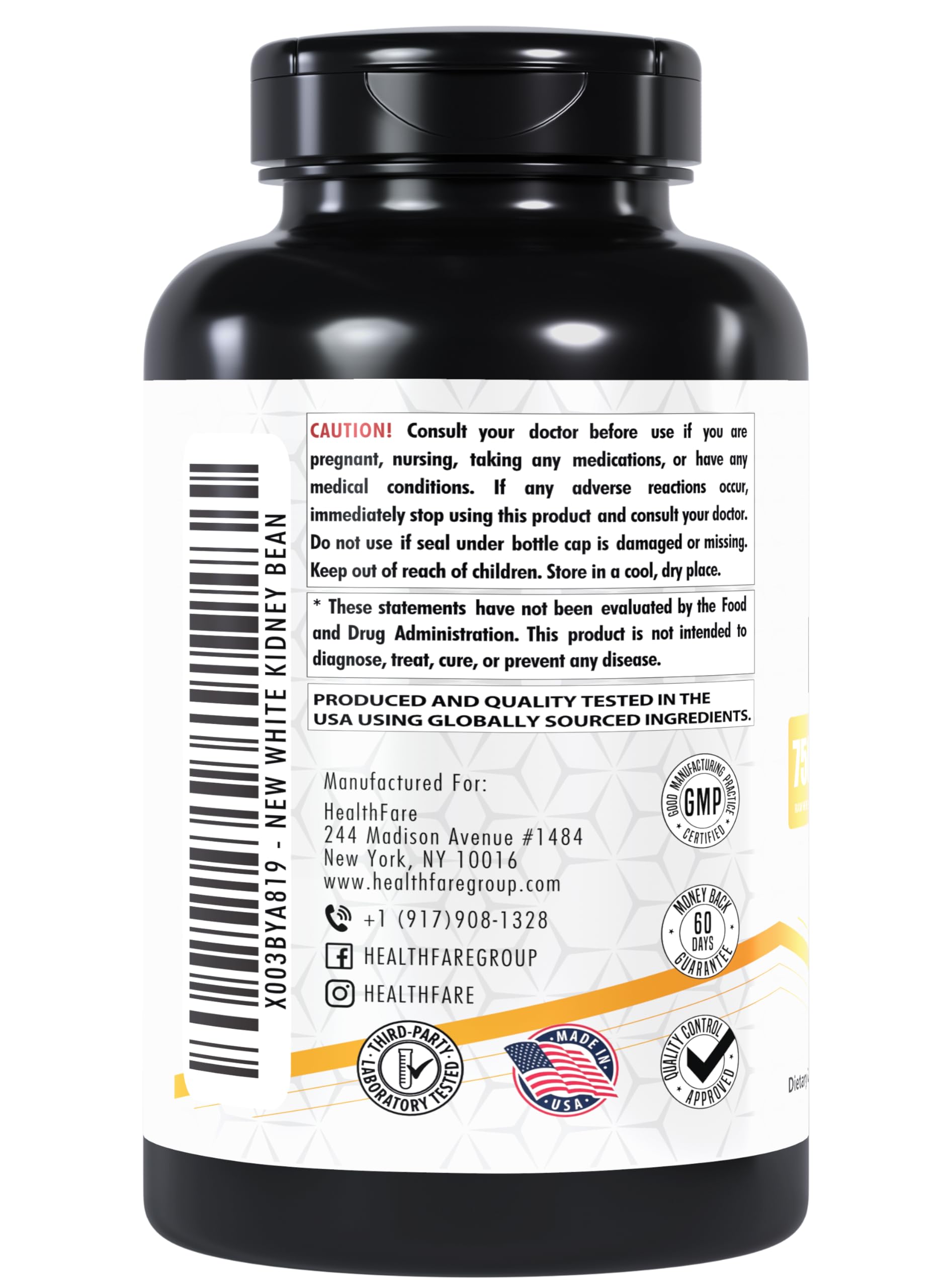 Healthfare non-GMO gluten-free label on bottle
