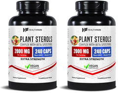 Healthfare Plant Sterols Capsules bottle shown for daily wellness routine.