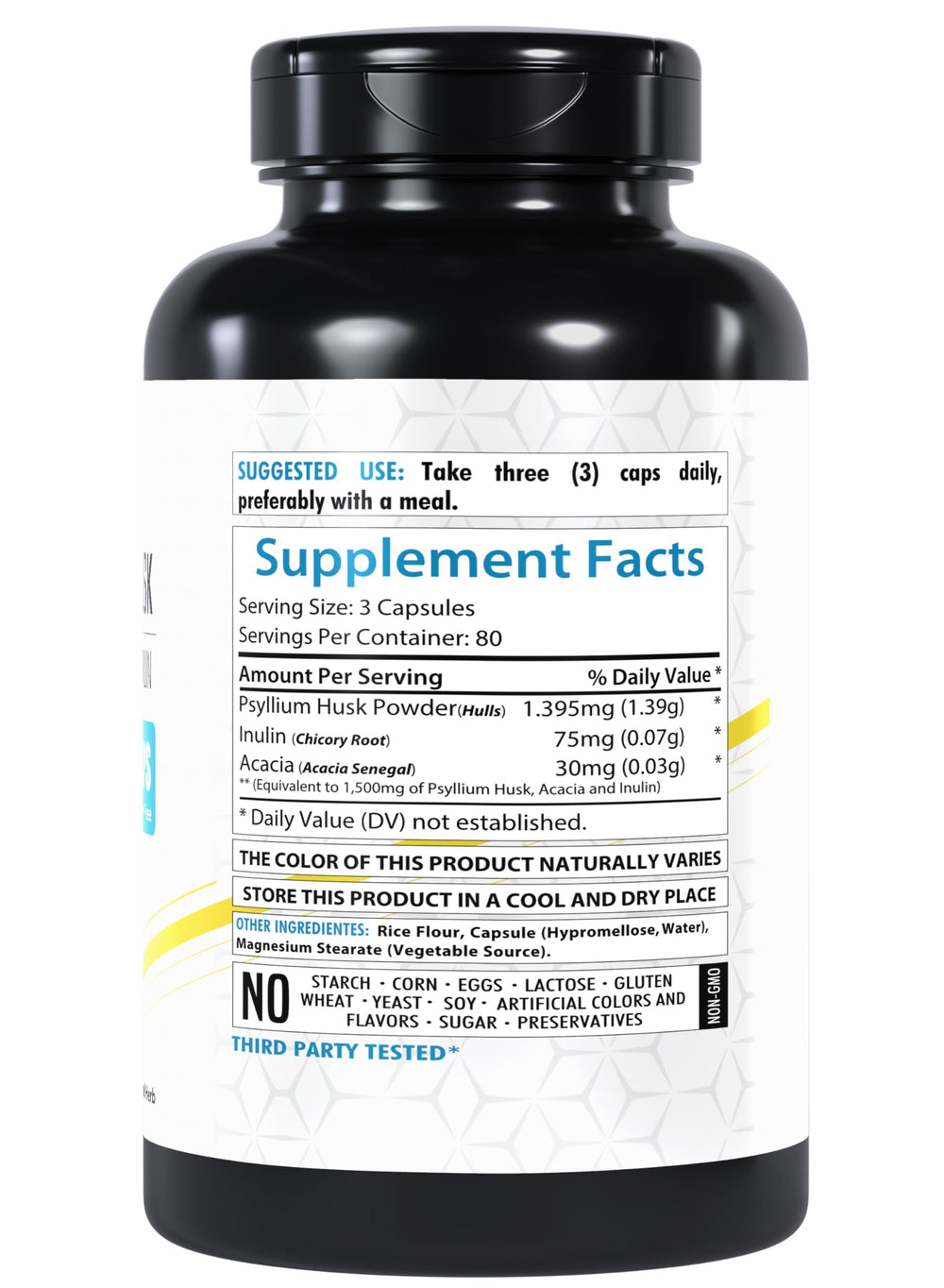 Healthfare Psyllium Husk Capsules cap close-up, vegan daily fiber option.