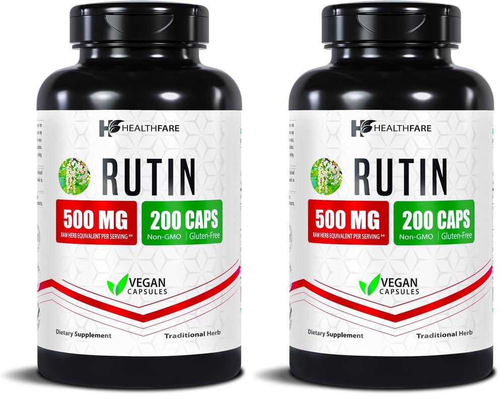 Healthfare Rutin bottle front showing plant-based flavonoid for daily wellness