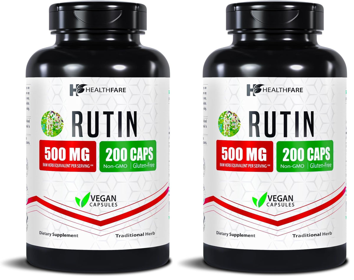 Healthfare Rutin bottle front showing plant-based flavonoid for daily wellness