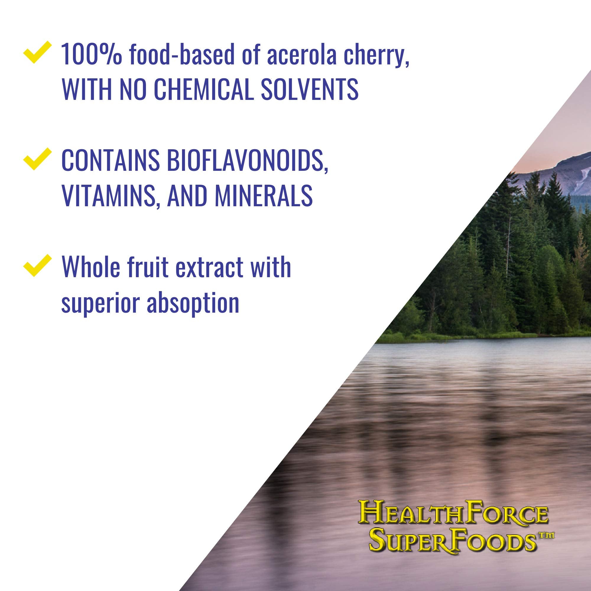 HEALTHFORCE Truly Natural Vitamin C box front communicates TruGanic sourcing and testing.