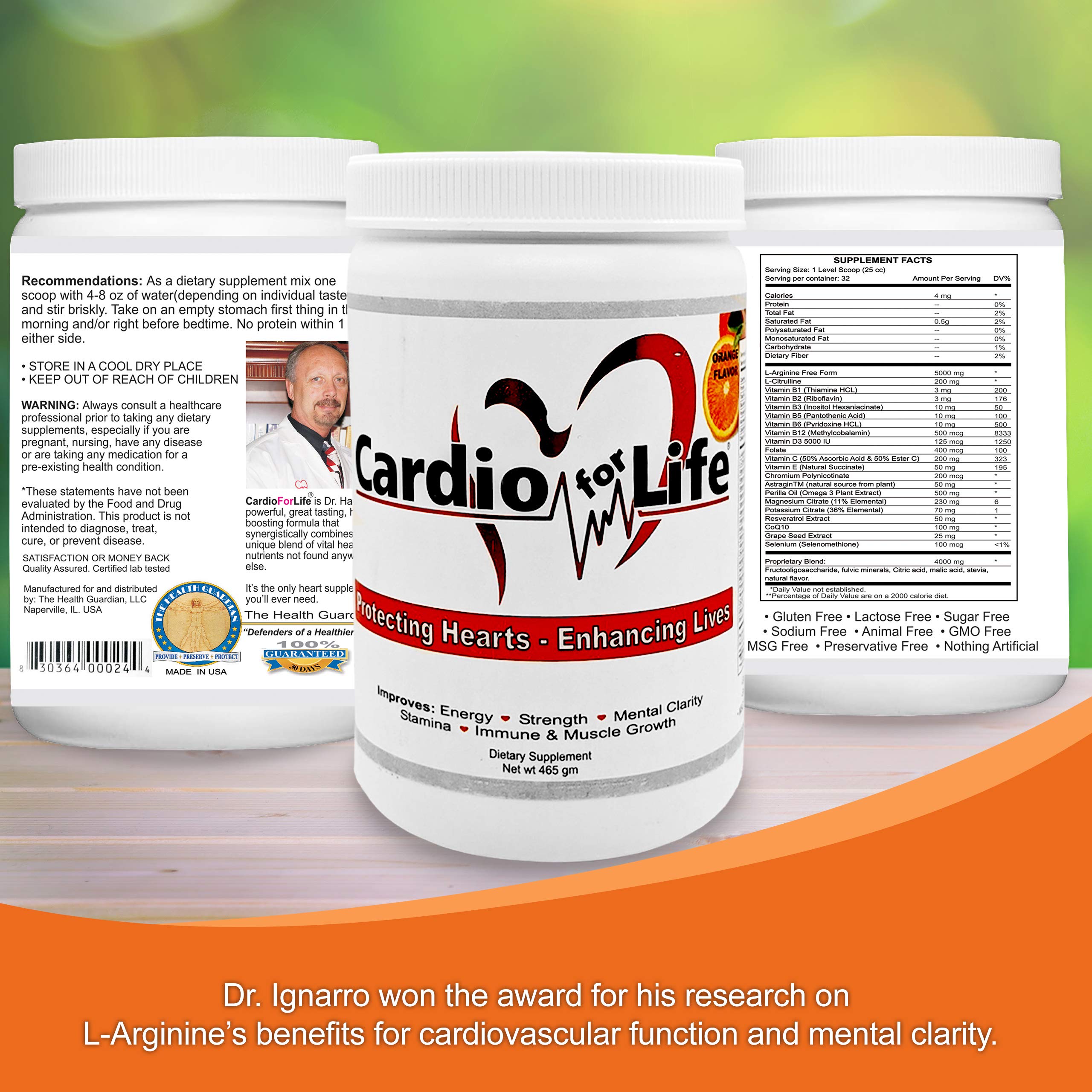 Orange flavor Cardio for Life suggested for tasty energy.