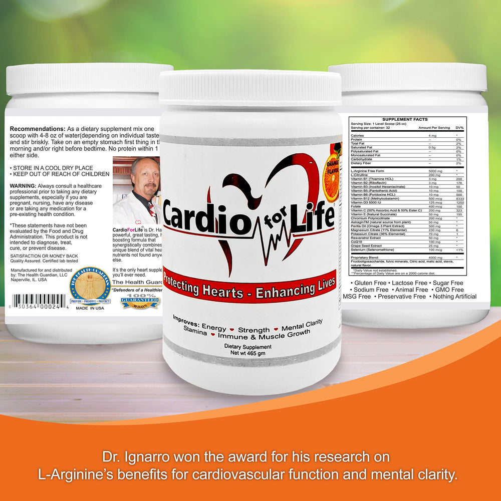 Orange flavor Cardio for Life suggested for tasty energy.