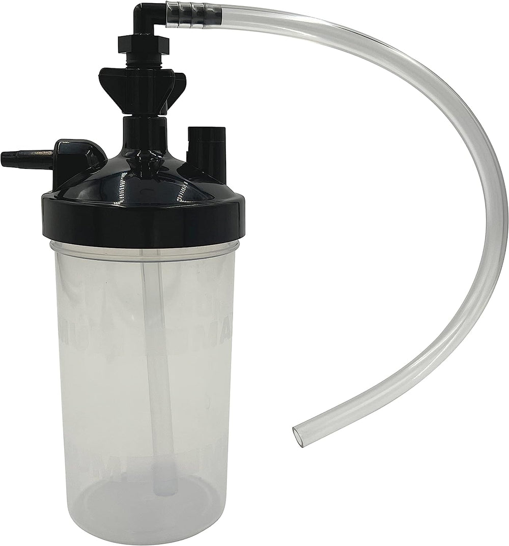 Healthline adapter connects oxygen concentrator to humidifier for easy setup.