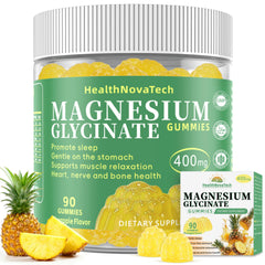 HealthNovaTech magnesium glycinate gummies bottle for restful sleep support.