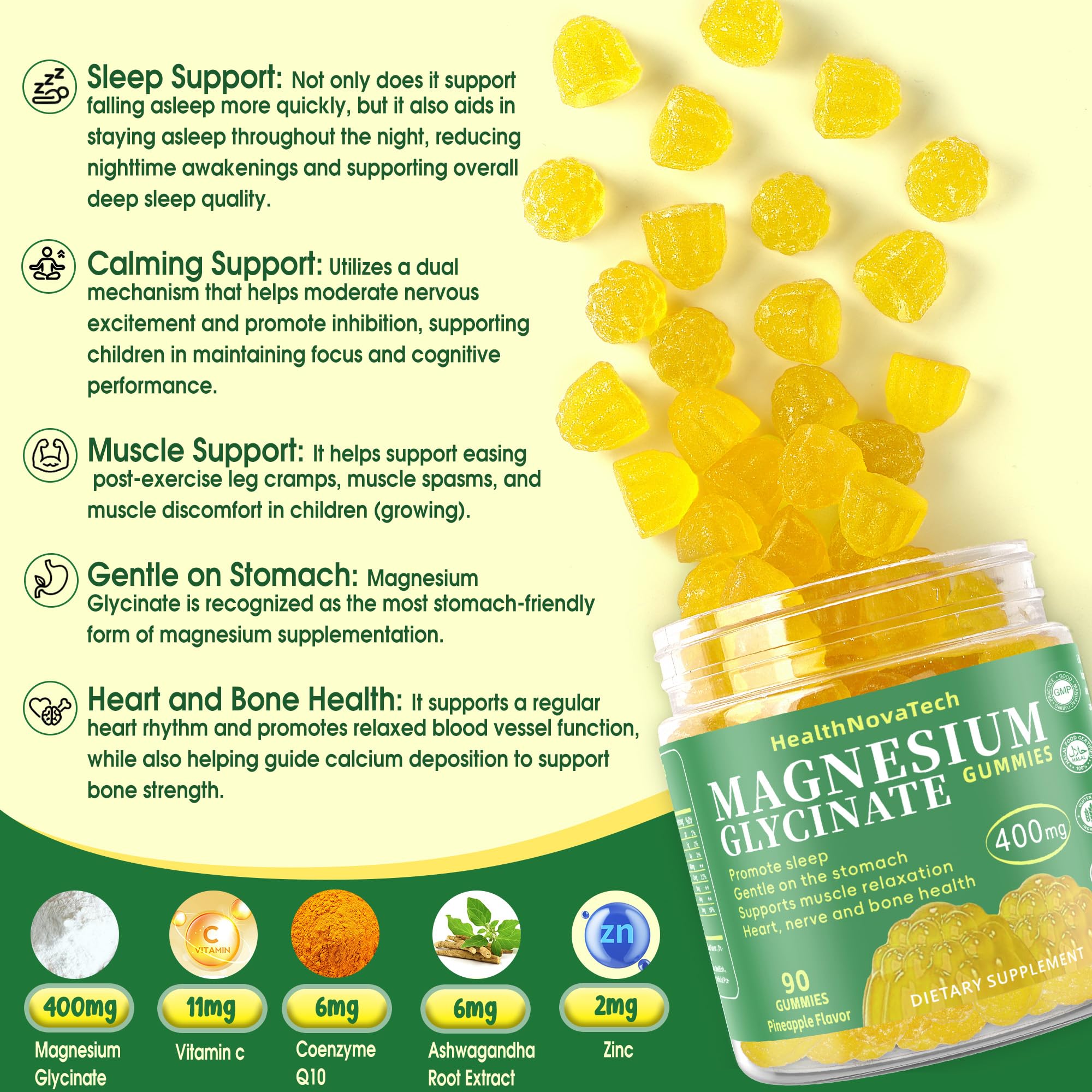 HealthNovaTech vegan sugar-free label closeup highlighting clean ingredients.