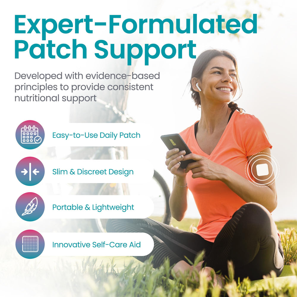 Healthogenics Debloat Patch being applied illustrates easy peel-and-go routine.