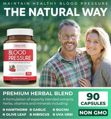 Healths Harmony Blood Pressure Support bottle side view with dosage guidance